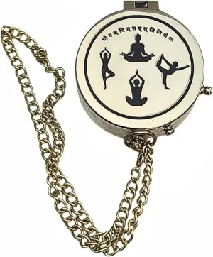 Handmade Shiny Brass Portable Compass with Yoga Pose Engraving – Spiritual Navigational Instrument for Meaningful Life Direction