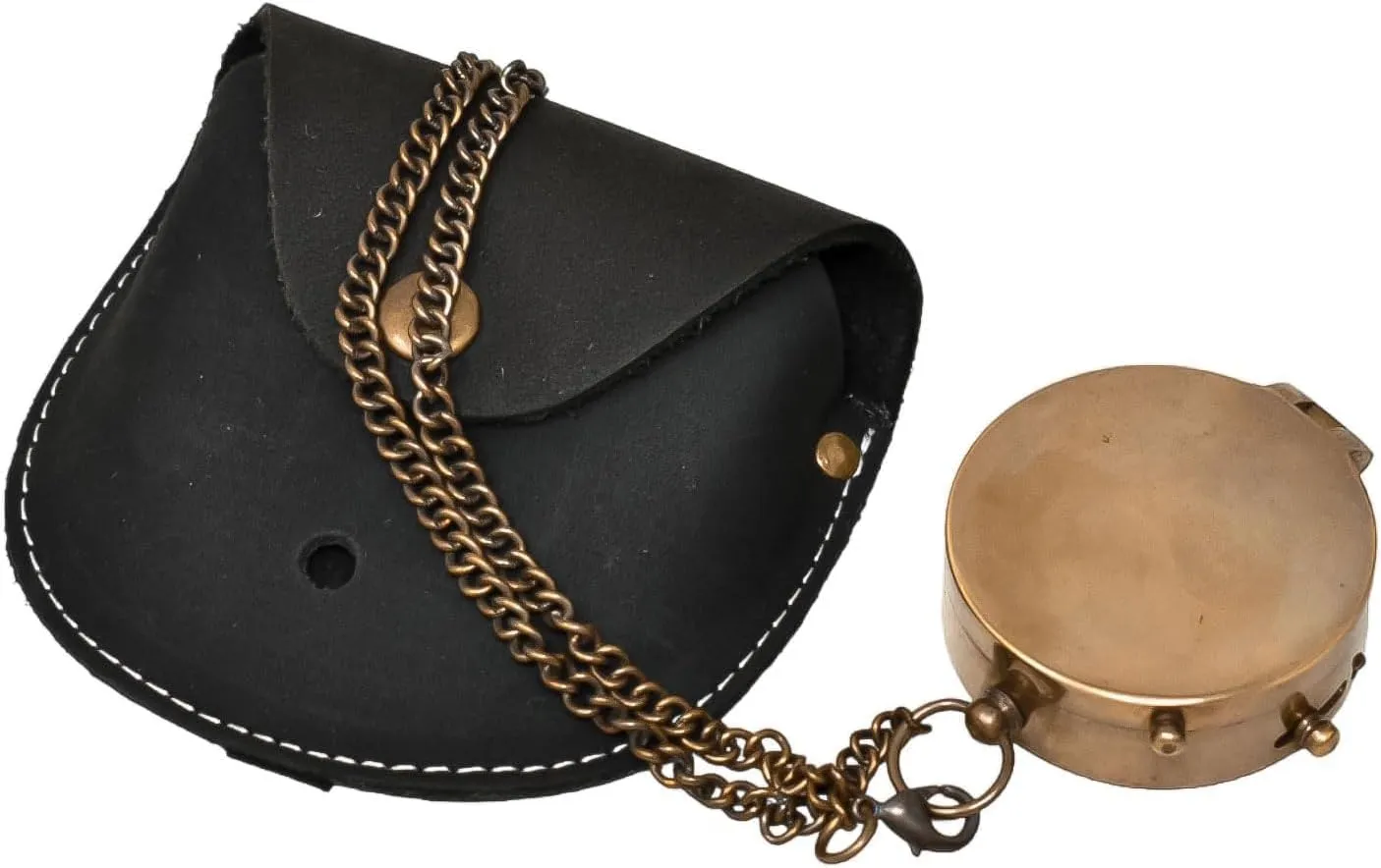 Handmade Studio Thoreau's Go Confidently Embossed Solid Brass Compass with Leather Case – Magnetic Navigation Compass with Scout Oath Inscribed, Timeless Travel Essential
