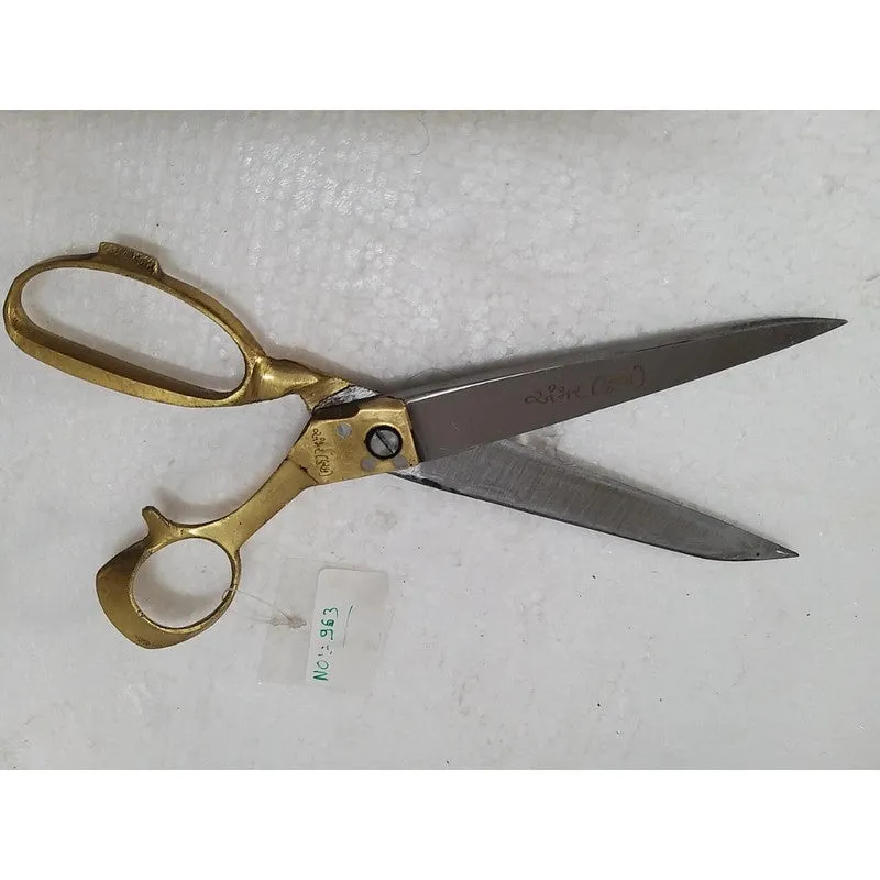 Heavy Duty Hard Funner Steel Scissors With Brass Handle 10" (963)