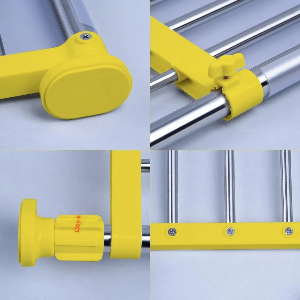 Hershii Closet Tension Shelf & Rod Expandable Metal Storage Rack Adjustable Organizer DIY Divider Separator for Cabinet Wardrobe Cupboard Kitchen Bathroom - Yellow