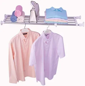 Hershii Expandable Shelf Rod Closet System 5-Bar Telescopic Heavy Duty Clothes Hanger Adjustable DIY Storage Organizer Shoe Rack