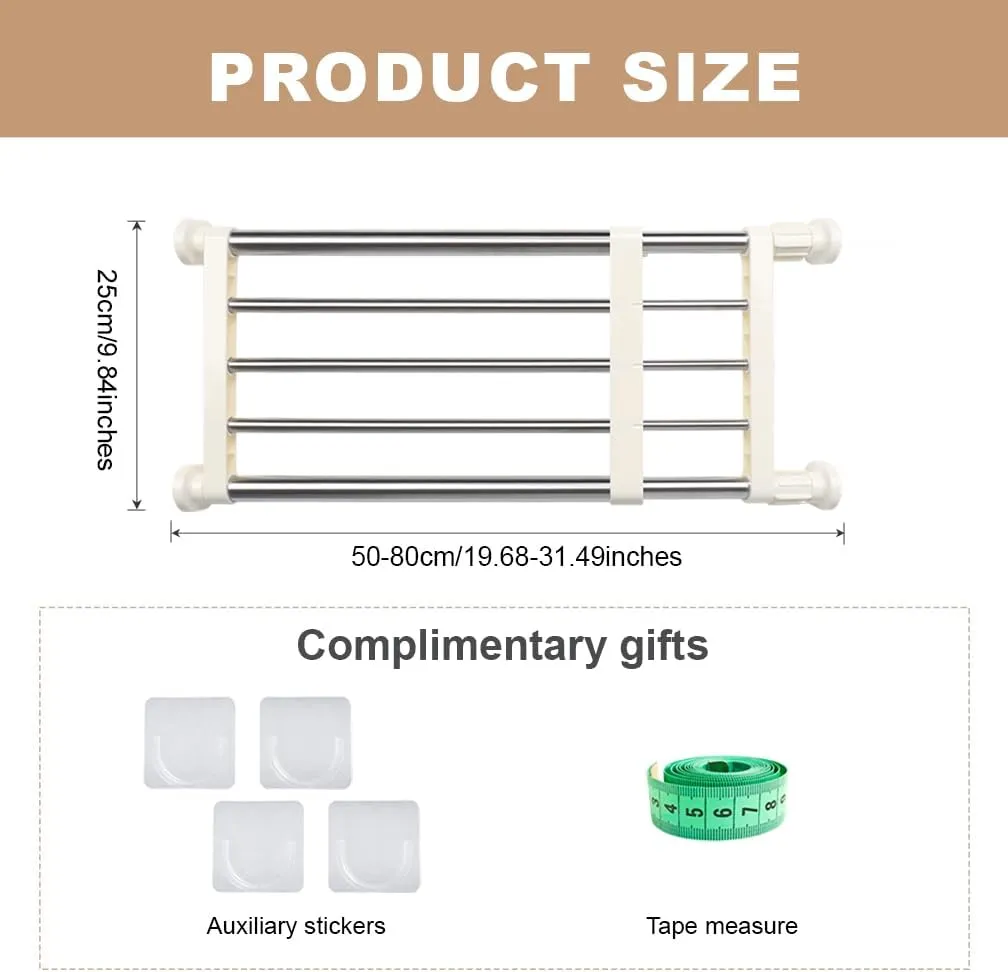 Hershii Expandable Shelf Rod Closet System 5-Bar Telescopic Heavy Duty Clothes Hanger Adjustable DIY Storage Organizer Shoe Rack