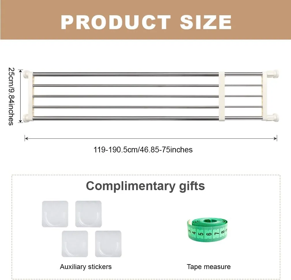 Hershii Tension Shelf Expandable Rod Closet System Heavy Duty Clothes Hanger Adjustable DIY Garage Bathroom Kitchen Storage Organizer Shoe Rack, Plant Stand, Bookshelf
