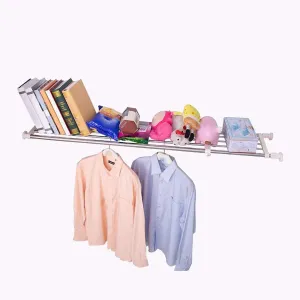 Hershii Tension Shelf Expandable Rod Closet System Heavy Duty Clothes Hanger Adjustable DIY Garage Bathroom Kitchen Storage Organizer Shoe Rack, Plant Stand, Bookshelf
