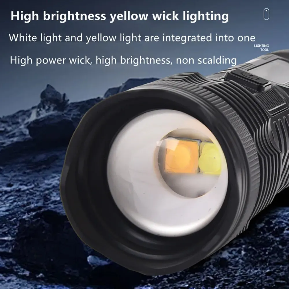 High-Brightness Flashlight Rechargeable Telescopic Zoom Flashlight Outdoor Camping Spotlight Flashlight