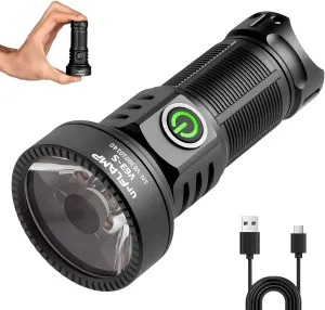 High Lumens Flashlight, 1500 Lumens Ultra-Bright, Compact & Powerful LED Spotlight, USB-C Rechargeable, IP68 Waterproof, 663m Beam Distance