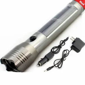 High quality waterproof rechargeable led flashlight aluminum solar lanterna laser portable outdoor lighting with car charger