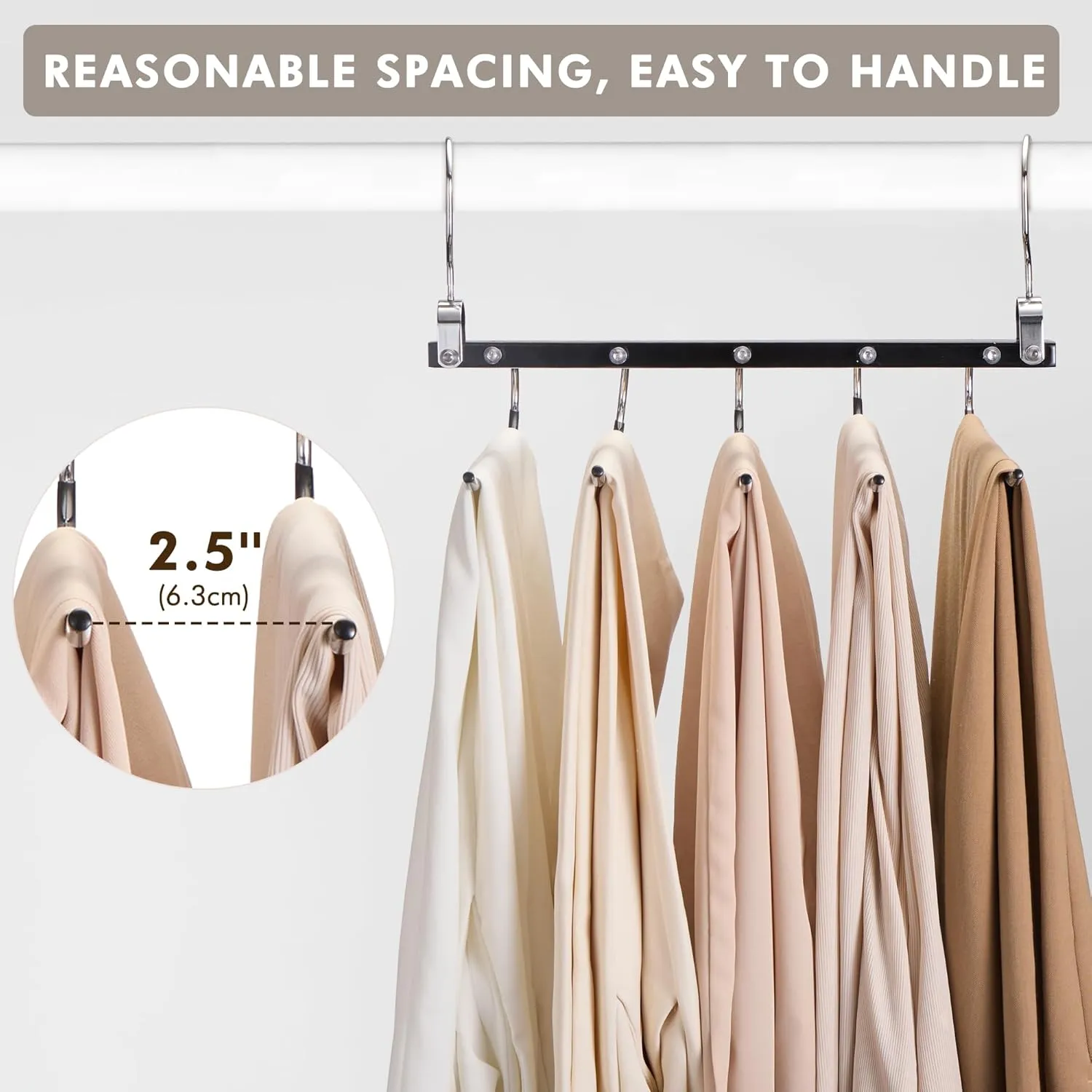 HOUSE DAY Pants Hangers Space Saving, Wood Jean Hangers for Closet, Non Slip Multi Functional Pants Rack Hanger Multiuse Pant Organizer for Closet Space Saving Hangers for Pants, Jeans (2PACK, Black)
