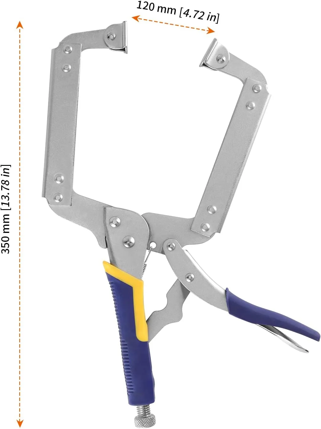 HOZEON 3 PCS 14 Inch C Clamp Locking Pliers, Heavy Duty Welding C Clamp Pliers with Swivel Pads, Vise Grip Locking Pliers Face Clamps for Woodworking, Welding, Building