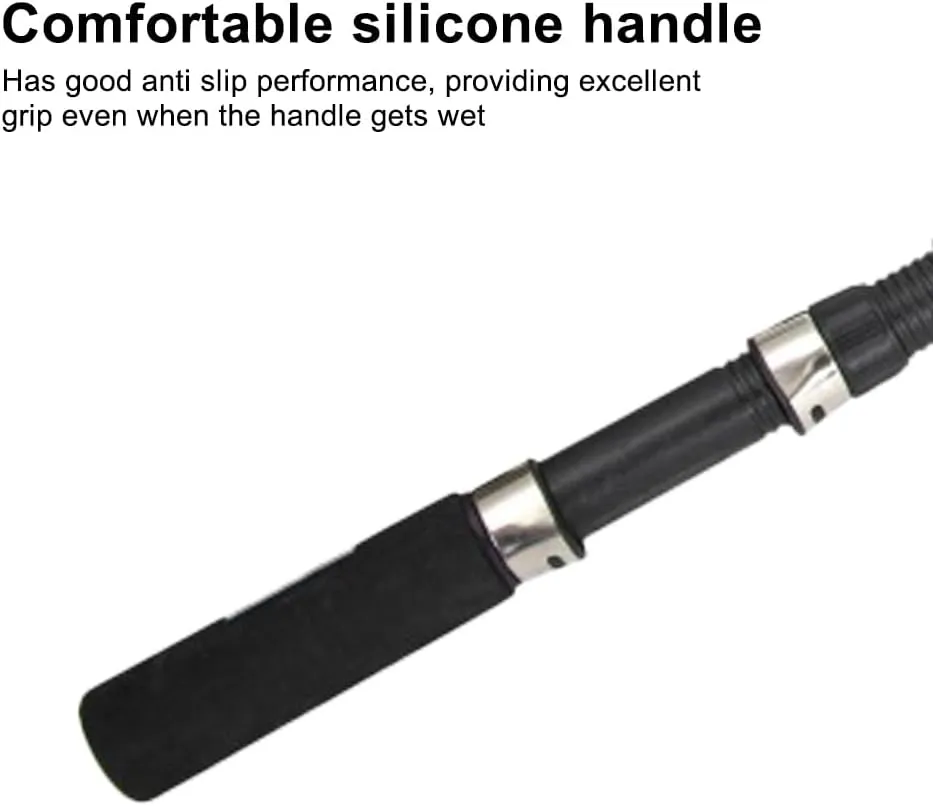 Ice Fishing Rod, Telescopic Carbon Fiber High Sensitive Ice Rod with Silicone Handle for Freshwater Saltwater Fishing Men Women