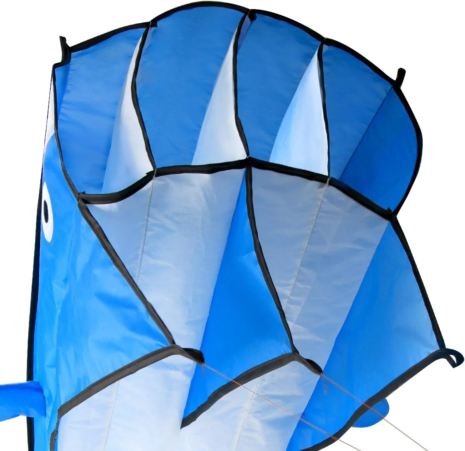 IMAGE Large 3D Blue Black Red Orange Dolphin Kite for Adult, 82.67in*10.62in Frameless Soft Parafoil Giant Kite Easy to Fly Beginners and Perfect for The Beach, Family Activity