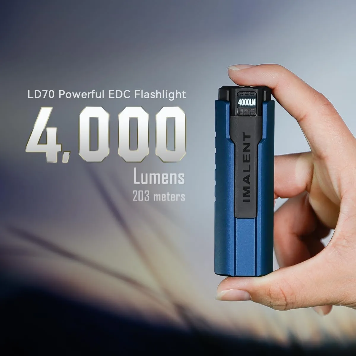 IMALENT LD70 Pocket EDC Flashlight, 4000 Lumens Compact Bright Powerful Flashlights with CREE XHP70.2 LED, Rechargeable Handheld Torch for Camping and Hiking (Royal Blue)