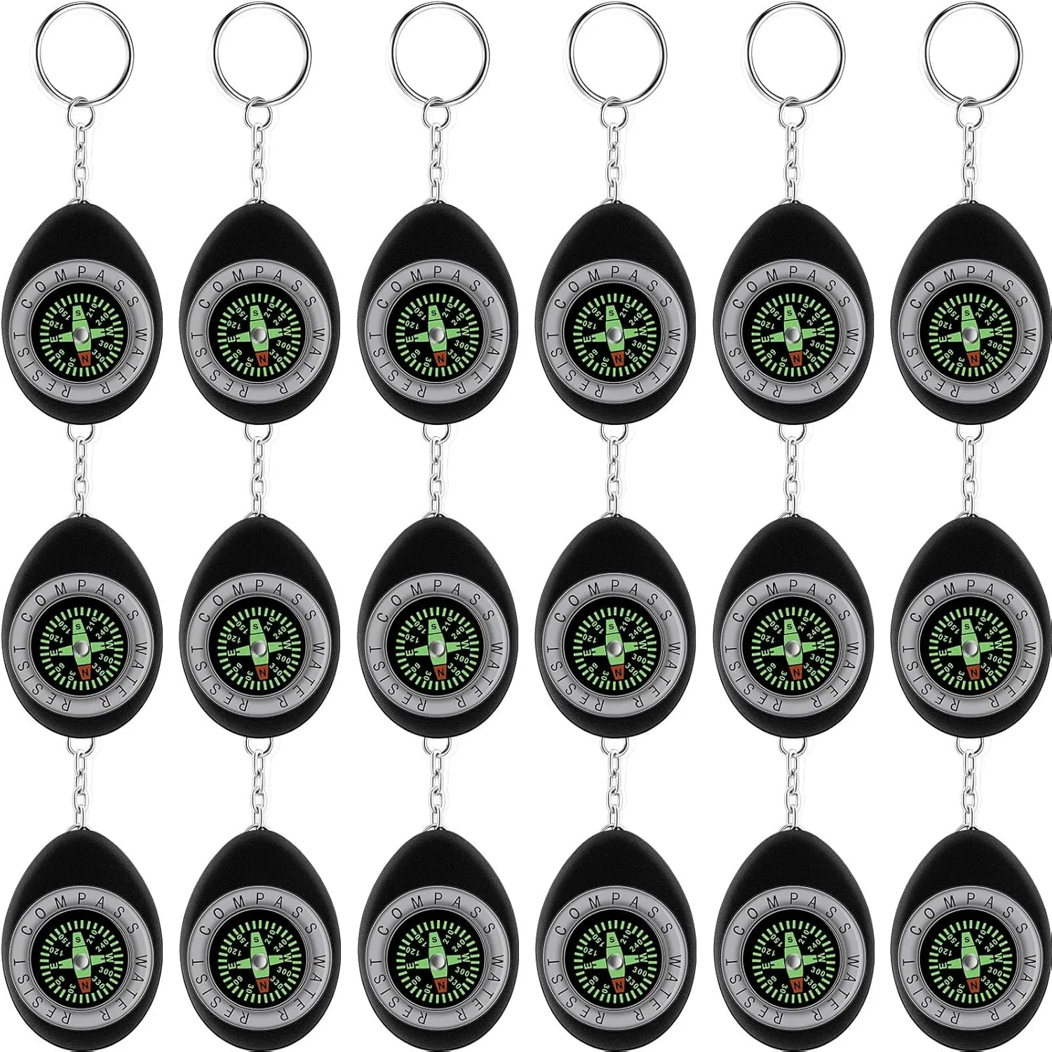 Janinka 18 Pcs Small Keychain Compass for Kids Mini Pocket Survival Compass Bulk for Outdoor Hiking Camping Hunting Climbing