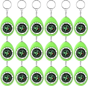 Janinka 18 Pcs Small Keychain Compass for Kids Mini Pocket Survival Compass Bulk for Outdoor Hiking Camping Hunting Climbing
