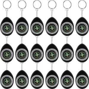 Janinka 18 Pcs Small Keychain Compass for Kids Mini Pocket Survival Compass Bulk for Outdoor Hiking Camping Hunting Climbing