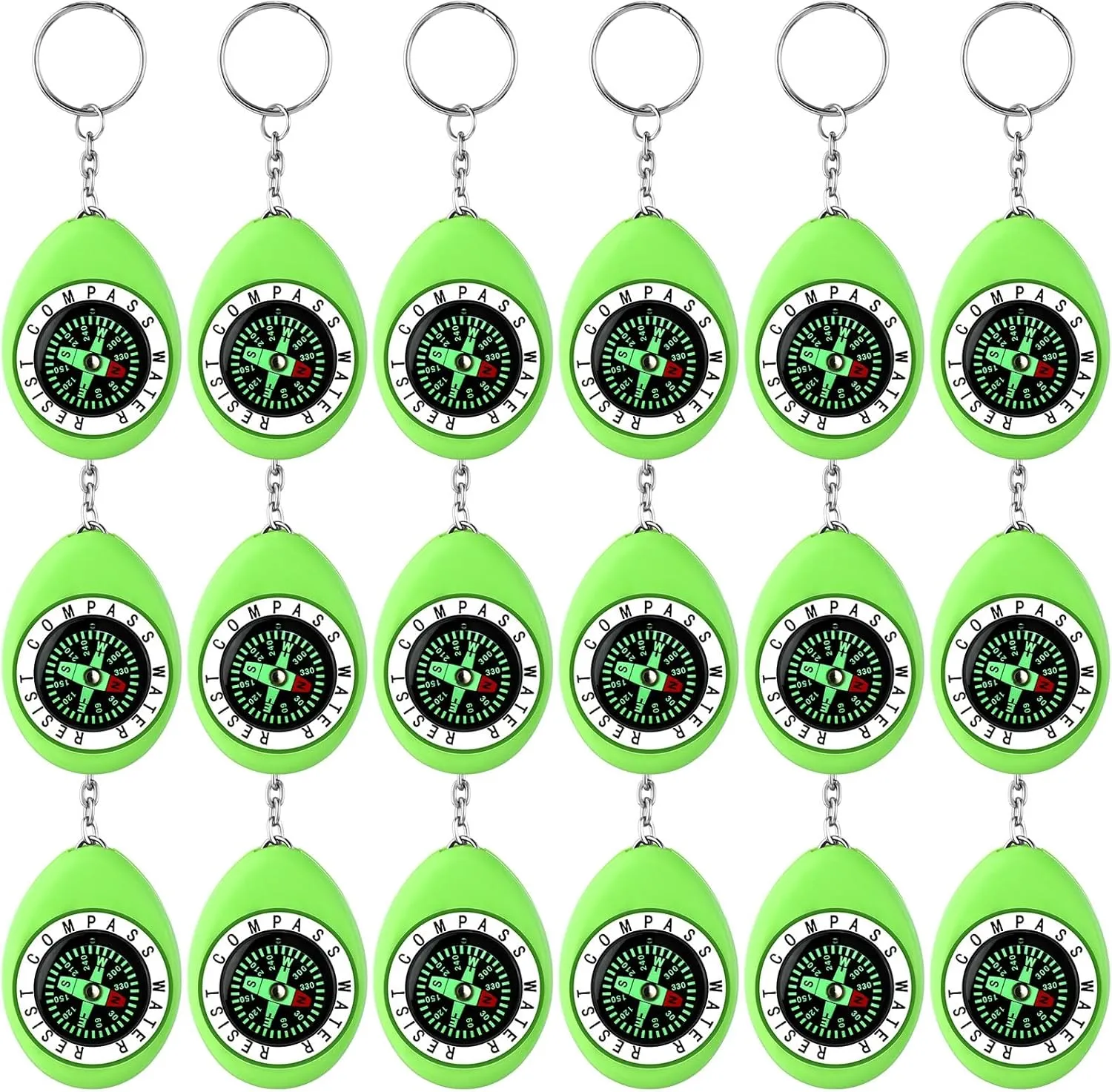 Janinka 18 Pcs Small Keychain Compass for Kids Mini Pocket Survival Compass Bulk for Outdoor Hiking Camping Hunting Climbing