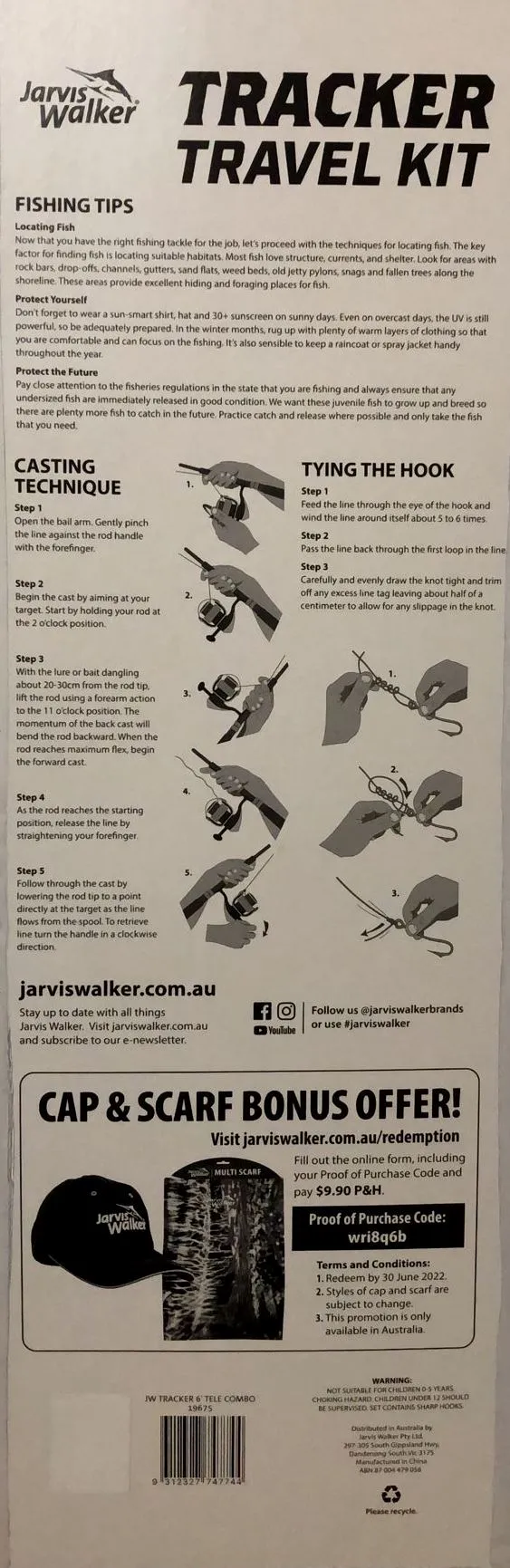 Jarvis Walker Tracker Travel Kit 6' Telescopic Spin Combo