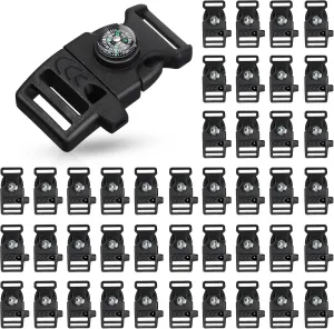 Jexine 50 Pcs Compass Buckle Clips Plastic Paracord Buckles Bracelets Accessories for Camping Travel Emergency Survival