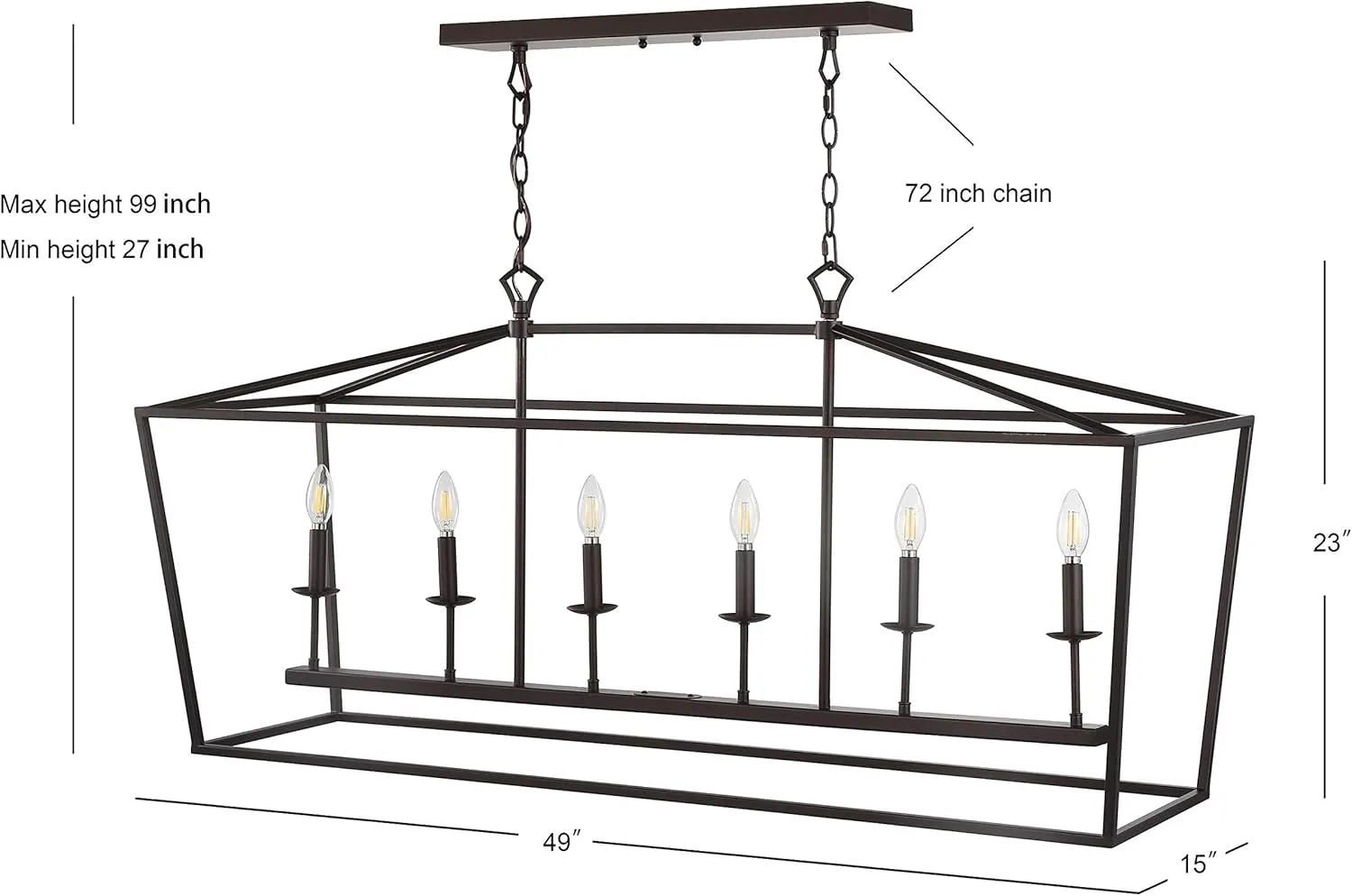 JONATHAN Y JYL7439A Pagoda Lantern Dimmable Adjustable Metal LED Pendant Classic Traditional Farmhouse Dining Room Living Room Kitchen Foyer Bedroom Hallway, 49 in, Oil Rubbed Bronze
