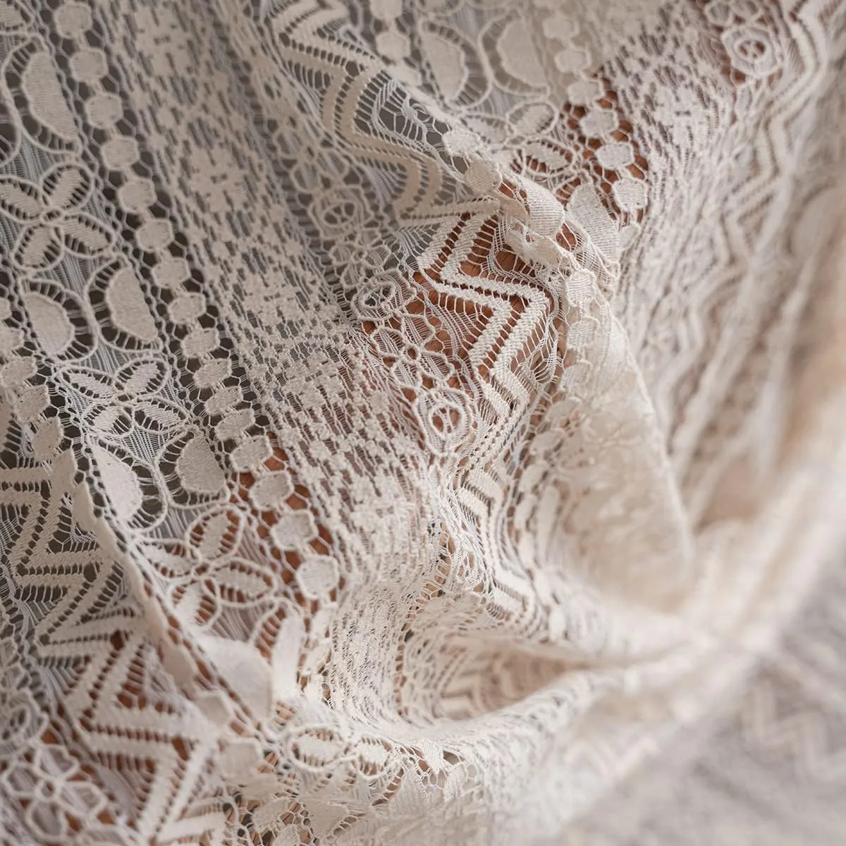 JOOJA 84 inch Length 2 Panels Set Rod Pocket Farmhouse Beige Crochet Semi Sheer Lace Boho Curtains, Vintage Cotton Tassel Window Treatment for Bedroom Living Room 59x84