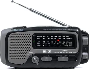 Kaito KA350GY Voyager Trek Solar/Crank AM/FM/SW NOAA Weather Radio with 5-LED Flashlight, Gray