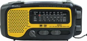 Kaito KA350YLW Voyager Trek Solar/Crank AM/FM/SW NOAA Weather Radio with 5-LED Flashlight, Yellow