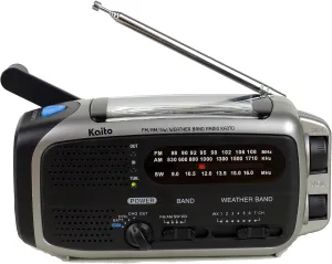 Kaito KA370 Voyager Solar/Crank AM/FM/SW NOAA Weather Radio with 5-LED Flashlight, Black