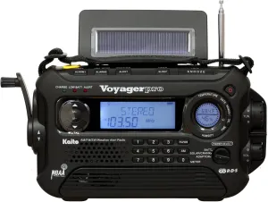 Kaito Voyager Pro KA600 Digital Solar Dynamo Crank Wind Up AM/FM/LW/SW & NOAA Weather Emergency Radio with Alert & RDS, Flashlight and Reading Lamp   Smart Phone Charger, Black