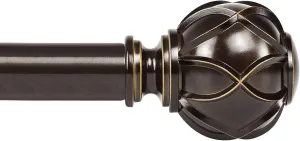KAMANINA Curtain Rods for Windows 72 to 144 Inches (6-12ft) Long Heavy Duty Curtain Rod, 7/8 Inch Adjustable Decorative Drapery Rods with Netted Texture Finials, Bronze