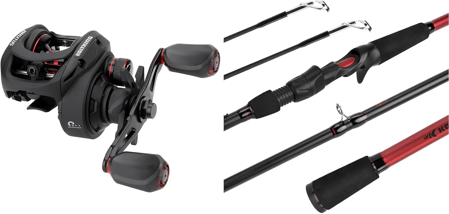 KastKing Brutus Baitcasting Fishing Reel, Left Handed & KastKing Royale Advantage,Casting Fishing Rods 7'MH