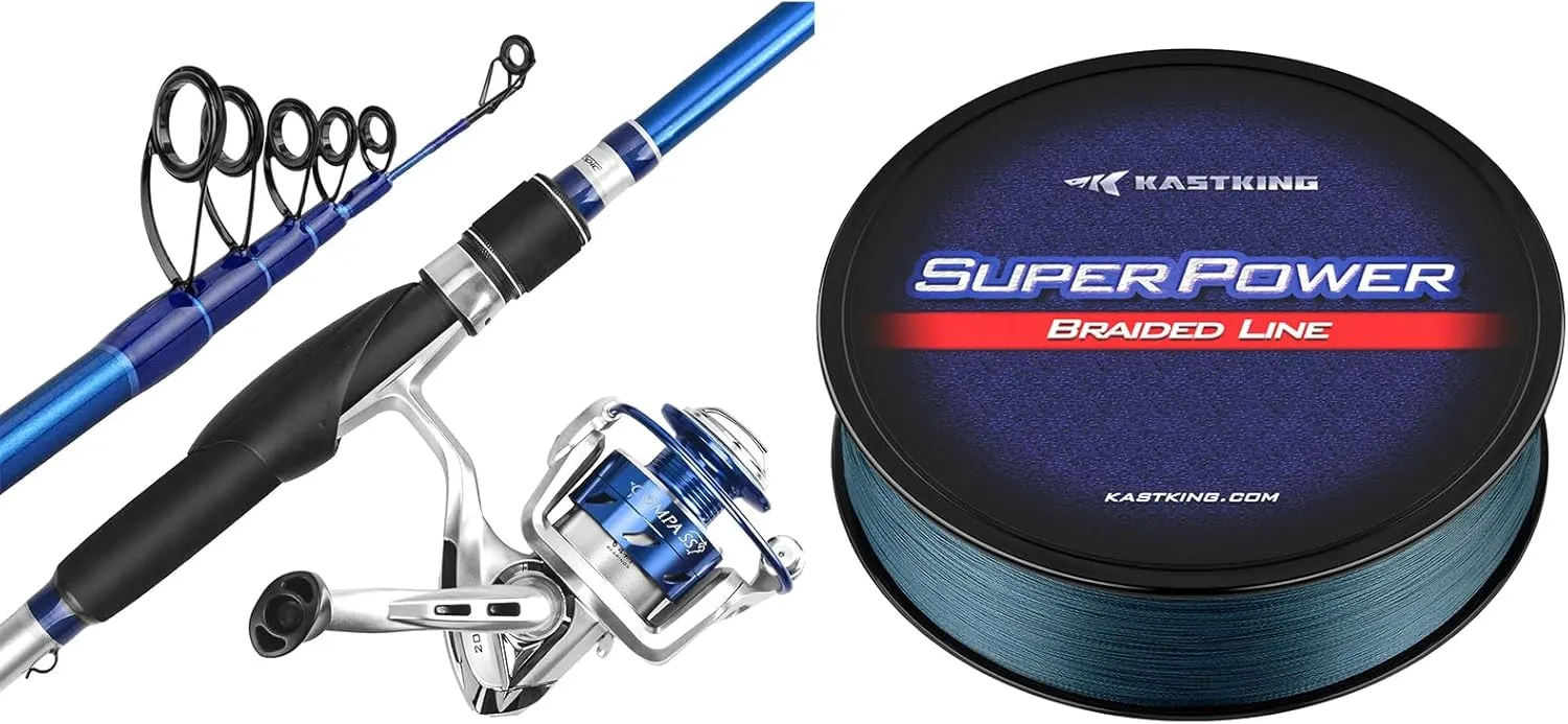 KastKing Compass Telescopic Fishing Rods and Combo & KastKing Superpower Braided Fishing Line