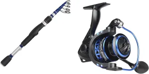 KastKing Compass Telescopic Fishing Rods, Spinning Rod,7ft - Medium Heavy - Moderate Fast & KastKing Centron Spinning Reel, Size 500 Fishing Reel