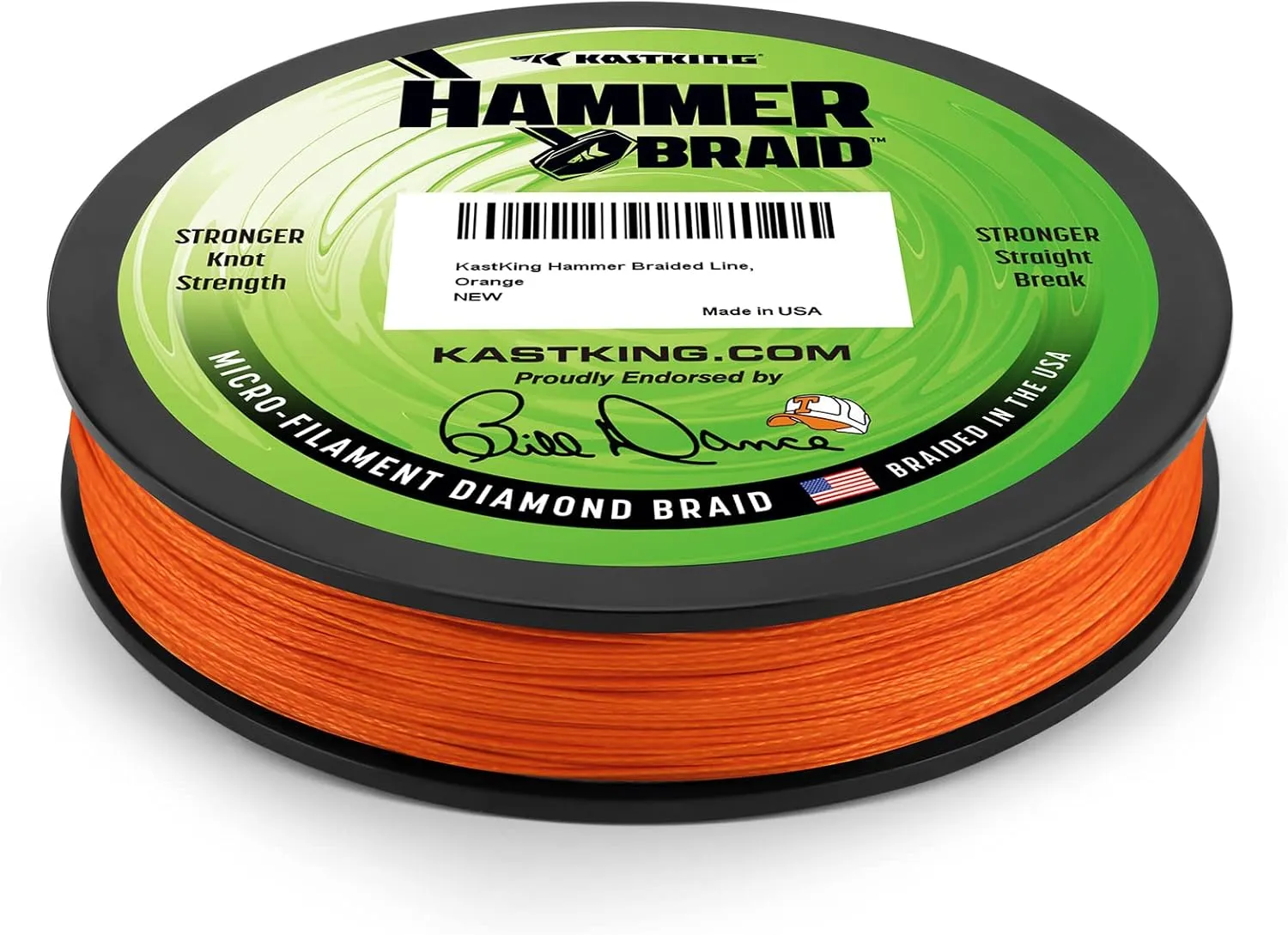 KastKing Hammer Braid Fishing Line - Abrasion Resistant Braided Line, Made in The USA, Thin Diameter Superline, Line Endorsed by Bill Dance, Tighter Diamond Braid, Zero Stretch, More Color Fast