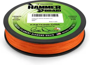 KastKing Hammer Braid Fishing Line - Abrasion Resistant Braided Line, Made in The USA, Thin Diameter Superline, Line Endorsed by Bill Dance, Tighter Diamond Braid, Zero Stretch, More Color Fast