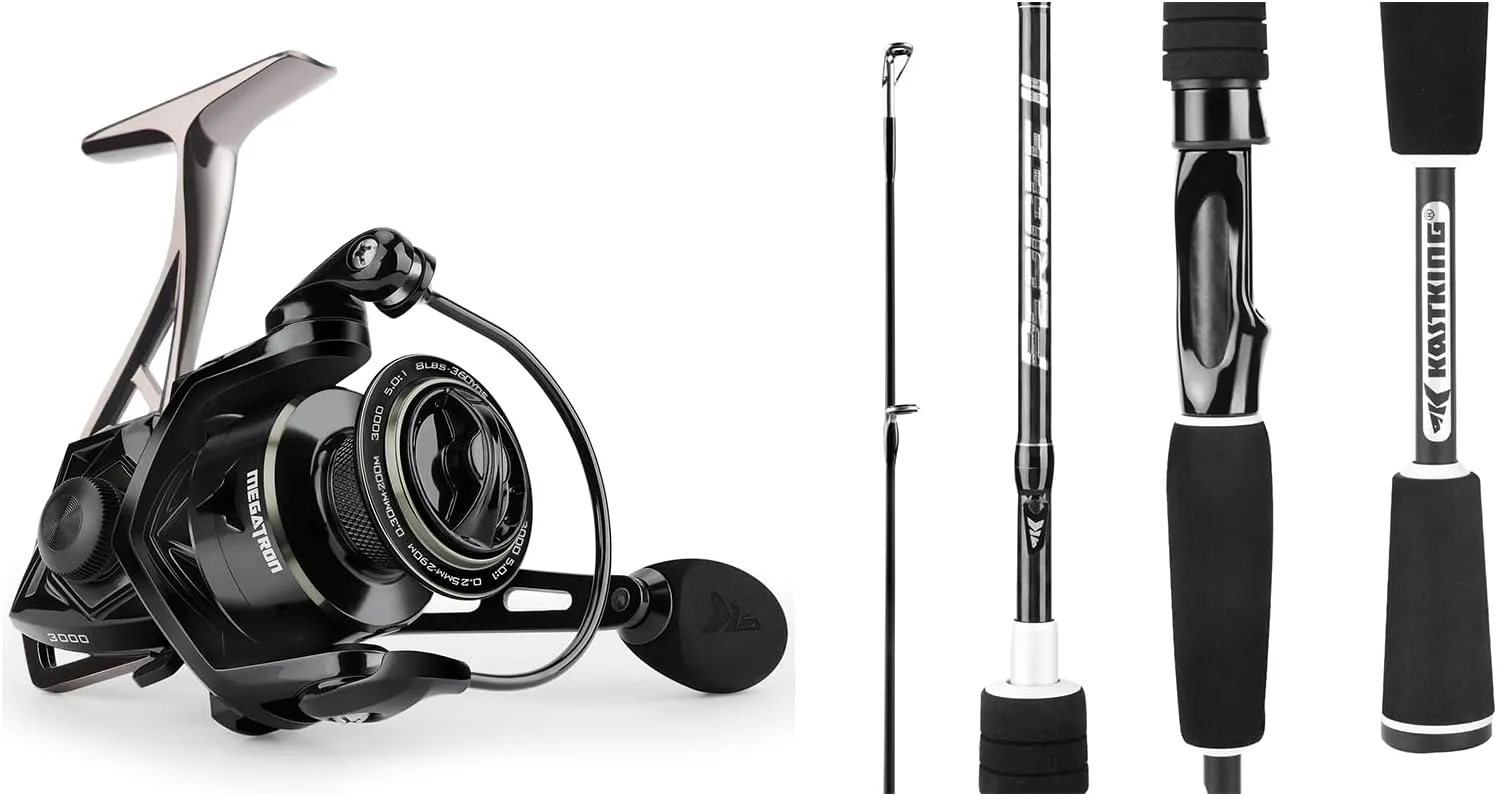 KastKing Megatron Spinning Reel, Size 3000 & KastKing Perigee II Fishing Rods, Spinning Rod 7ft - Medium - Fast - Two Pieces One Tip Rod