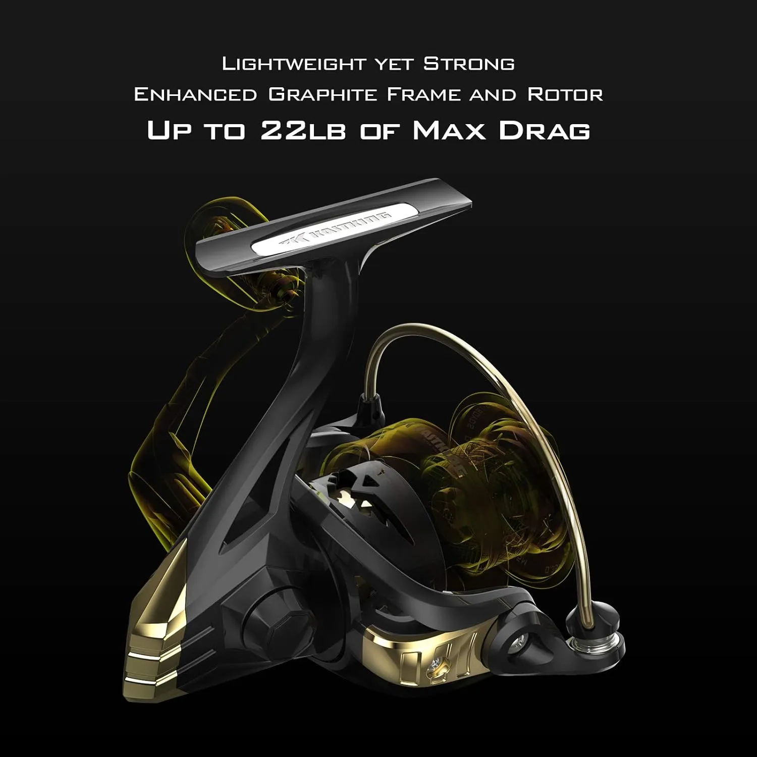 KastKing Valiant Eagle Gold Spinning Reel - 6.2:1 High-Speed Gear Ratio, Freshwater and Saltwater Fishing Reel, Faster Line Retrieve, Braid Ready Spool, 7 1 Shielded Stainless Steel Ball Bearings