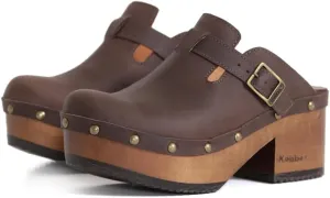 Kebba - Donna - Handmade Platform Clogs with Genuine Leather, Adjustable Buckle, and Leather Insole for Comfort