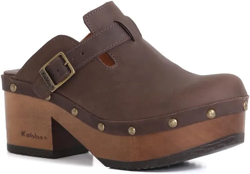 Kebba - Donna - Handmade Platform Clogs with Genuine Leather, Adjustable Buckle, and Leather Insole for Comfort