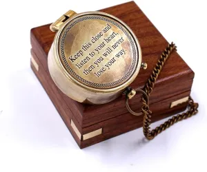 Keep This Close and Listen to Your Heart, Camping Compass Engraved with Gift Compass