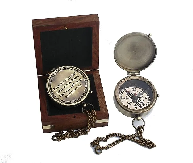 Keep This Close and Listen to Your Heart, Camping Compass Engraved with Gift Compass