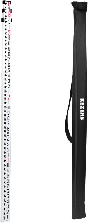 KEZERS 9 FT Dual Sided Aluminum Grade Rod - 8ths, 3 Section Telescopic Rod with Carrying Case