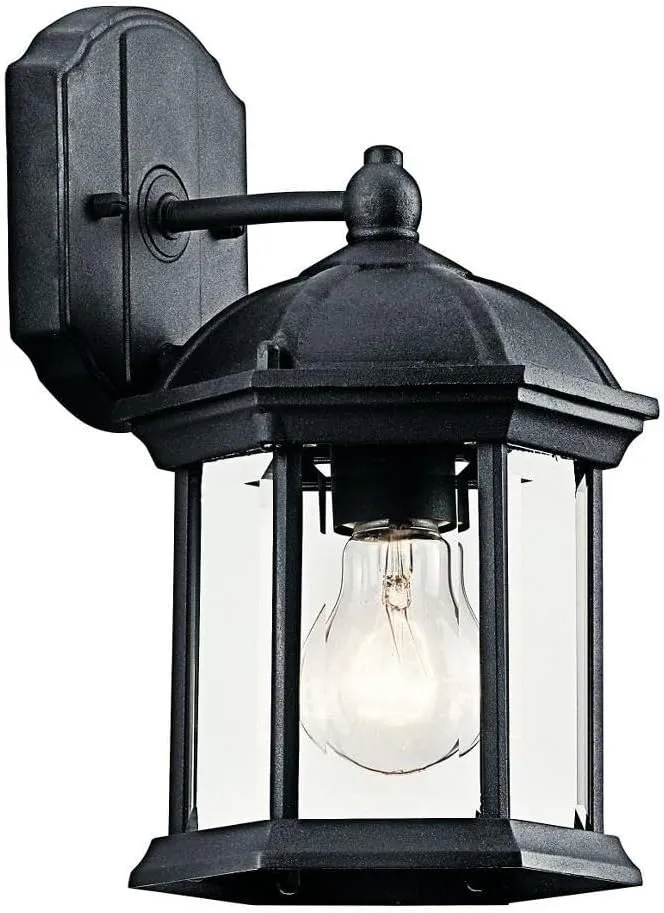 Kichler Barrie 10.25" 1 Light Outdoor Wall Light with Clear Beveled Glass in Black