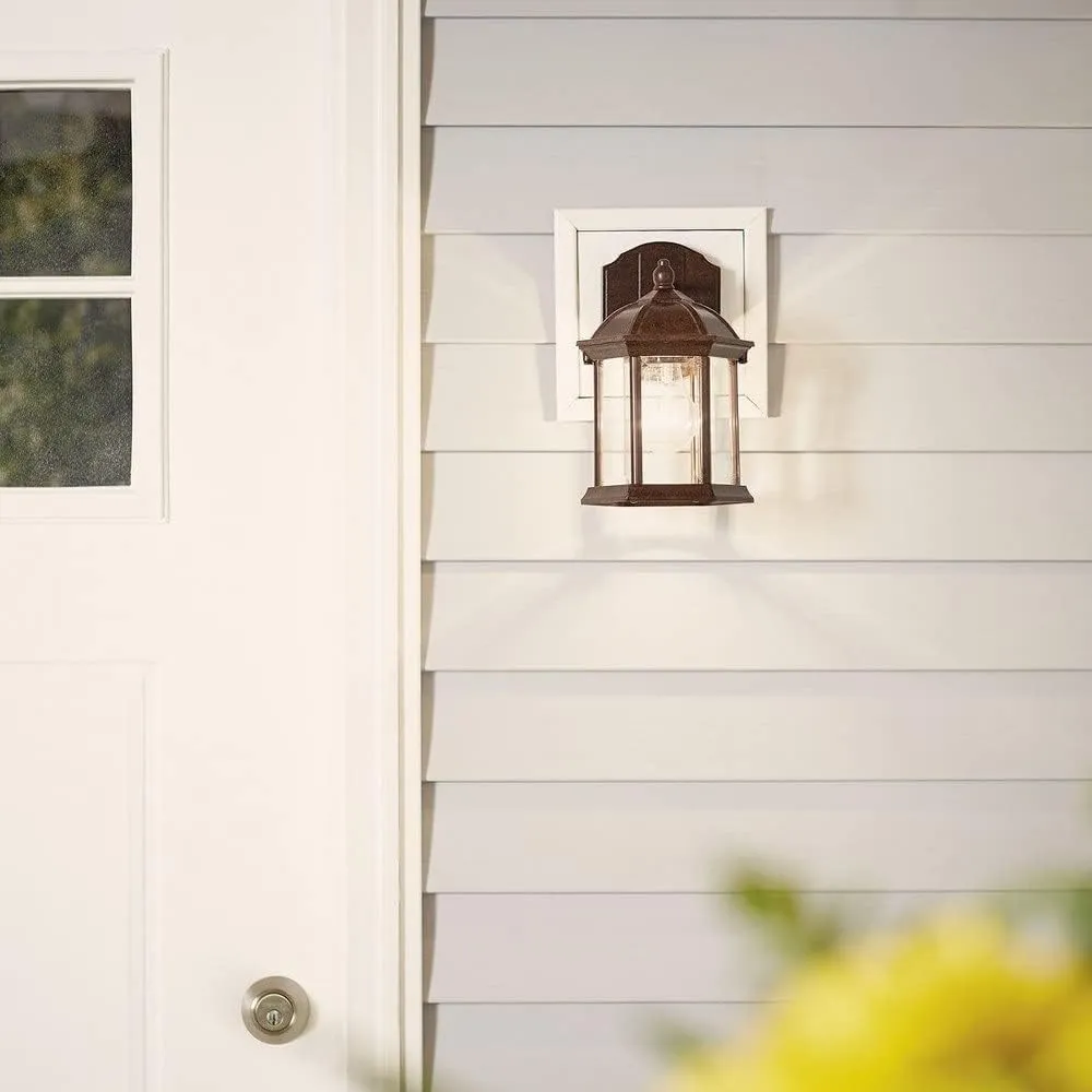 Kichler Barrie 10.25" 1 Light Outdoor Wall Light with Clear Beveled Glass in Black