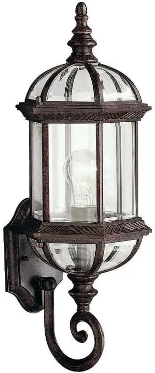 Kichler Barrie 21.75" 1 Light Outdoor Wall Light with Clear Beveled Glass in Tannery Bronze, 8.25 in