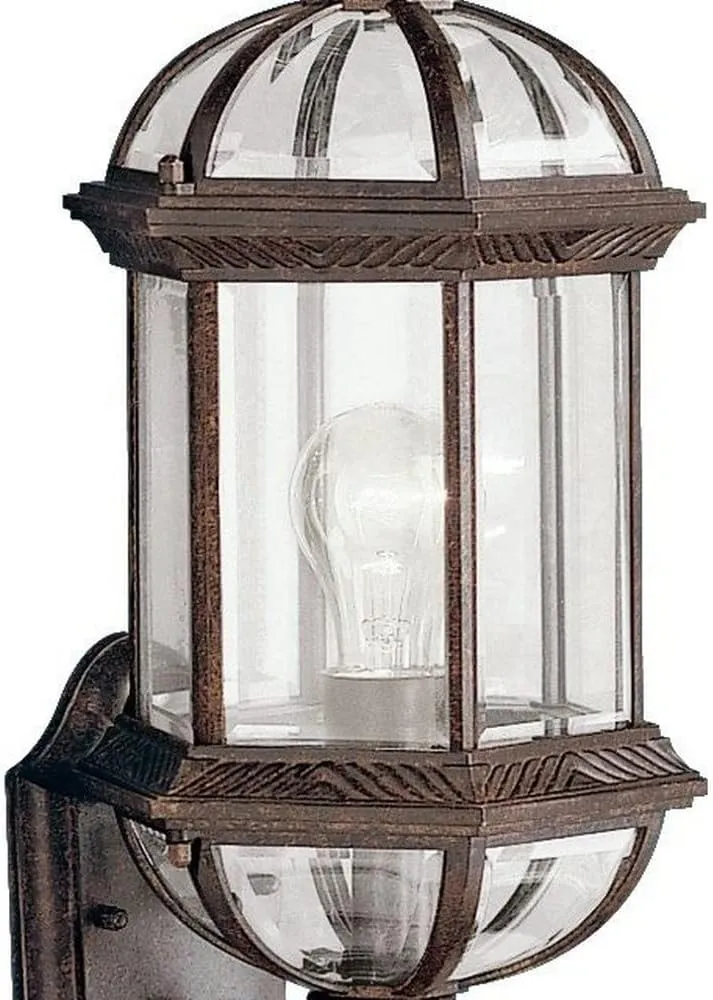 Kichler Barrie 21.75" 1 Light Outdoor Wall Light with Clear Beveled Glass in Tannery Bronze, 8.25 in