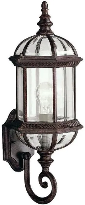 Kichler Barrie 21.75" 1 Light Outdoor Wall Light with Clear Beveled Glass in Tannery Bronze, 8.25 in