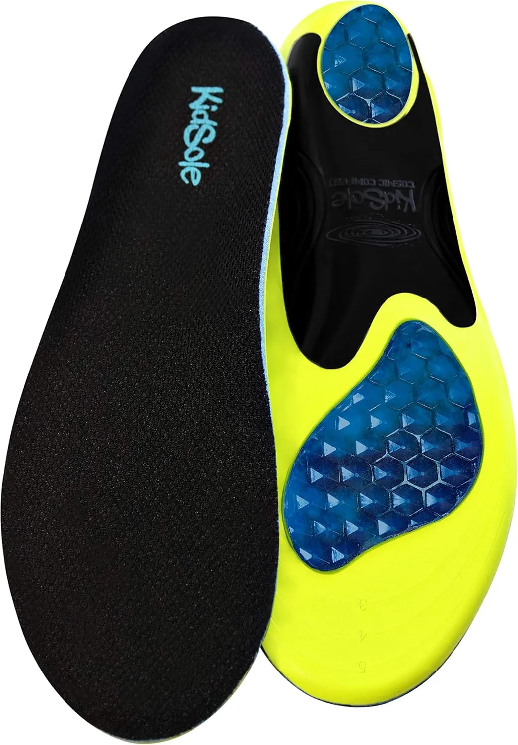 KidSole Cosmic Comfort Reinforced Arch Support Soft & Strong Children's Insole. Slim Profile & Strong Support with Memory Foam Soft Top. ((21 CM) US Toddler Size 11-2)