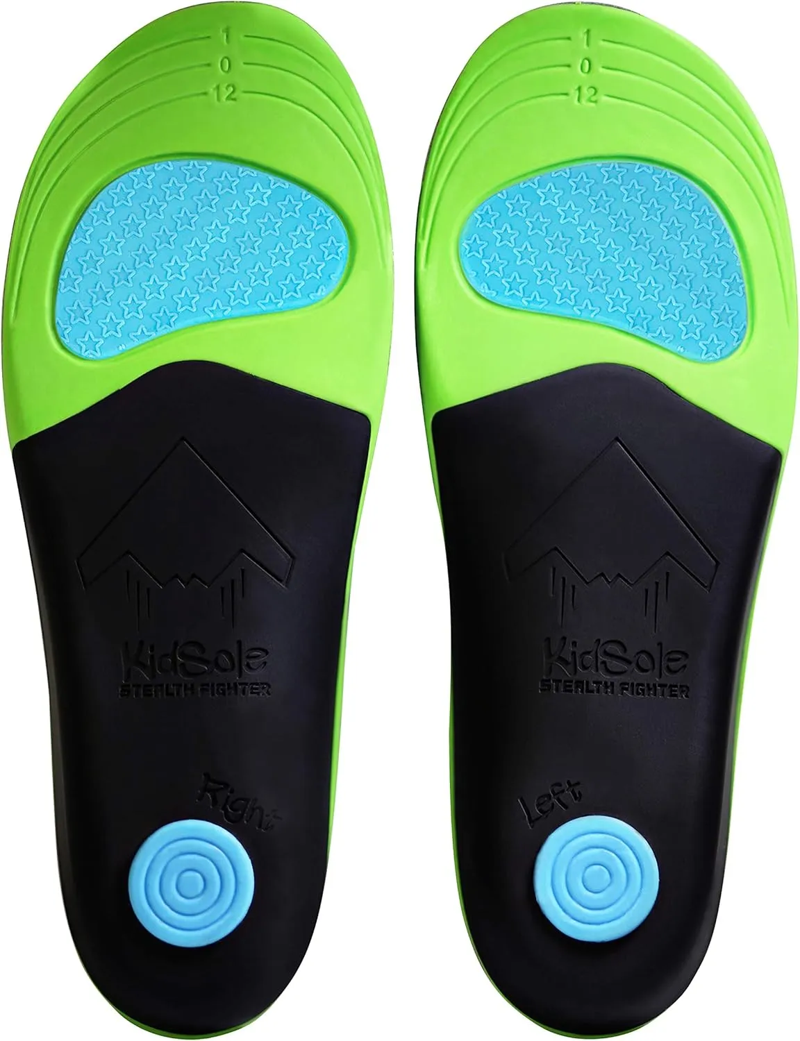 KidSole Stealth Fighter: High Arch Support Insole. Slim Profile, Strong Arch, Soft Memory Foam Top & Lightweight Design. Inward/Falling Ankle Correction ((21 CM US Toddler Size 11-2))