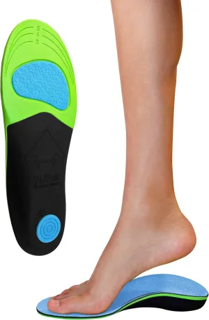 KidSole Stealth Fighter: High Arch Support Insole. Slim Profile, Strong Arch, Soft Memory Foam Top & Lightweight Design. Inward/Falling Ankle Correction ((24 cm US Kid's Size 3-6))