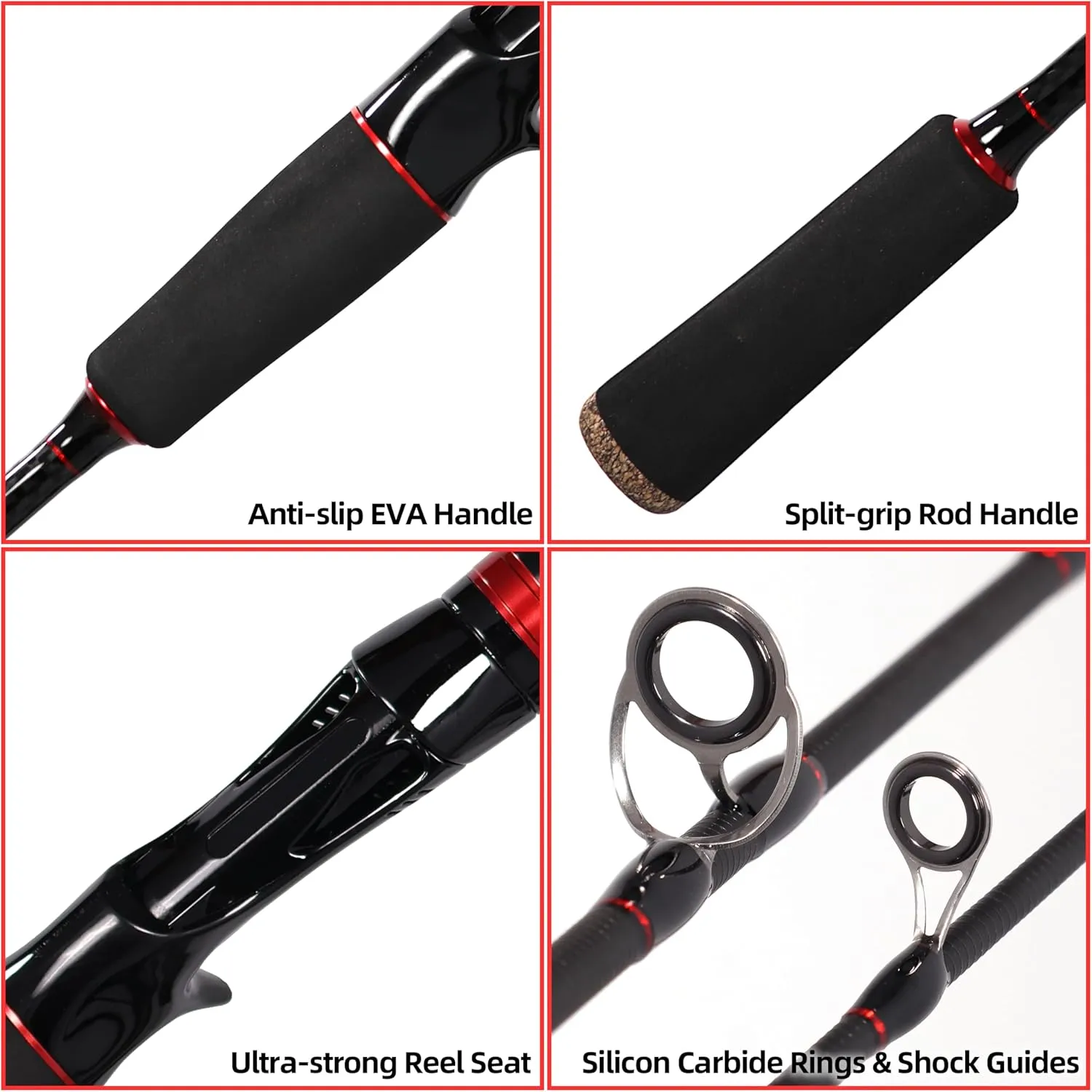 Kilitn Fishing Rod and Reel Combo, Baitcaster Rod 2-Piece & Reel, L/M/MH Power Replaceable Tips, Strong Carbon Fiber Rod with EVA Handle for Freshwater or Saltwater Fishing